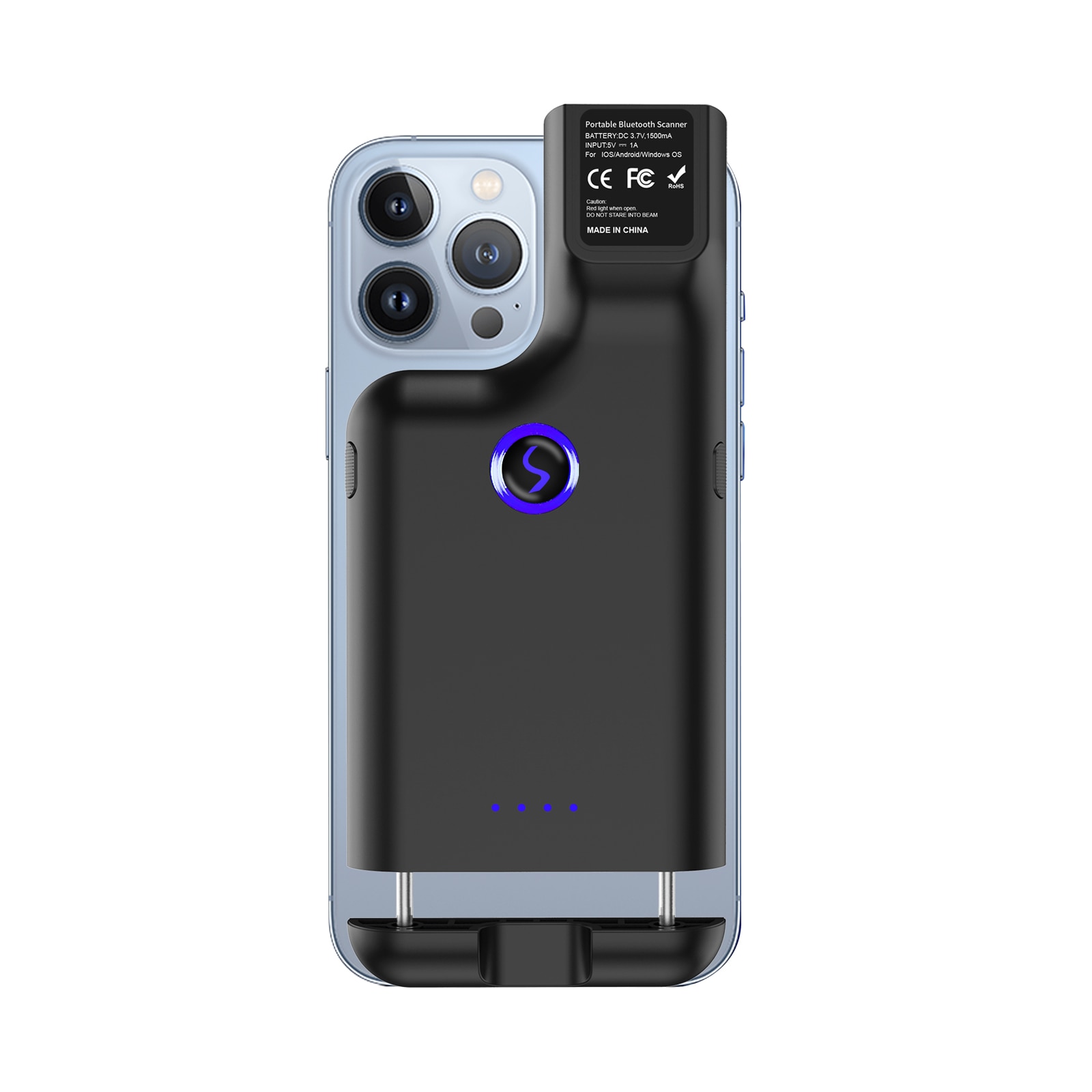 2D Phone Back Clip Bluetooth Barcode Scanner Portable Barcode Reader Data Matrix Code 1D 2D QR Scanner Android IOS System