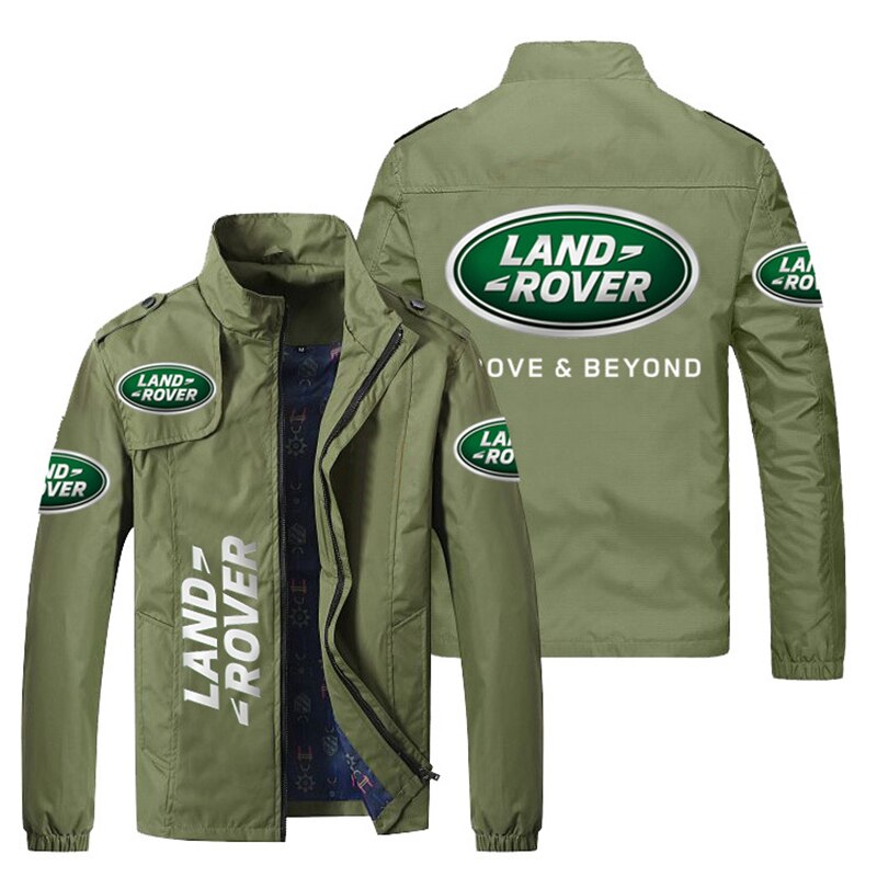 New Men Jacket Land Rover Logo Print Zipper Jackets Punk Fashion Slim Casual Baseball Uniform Biker Jacket Coat Tops M-5XL