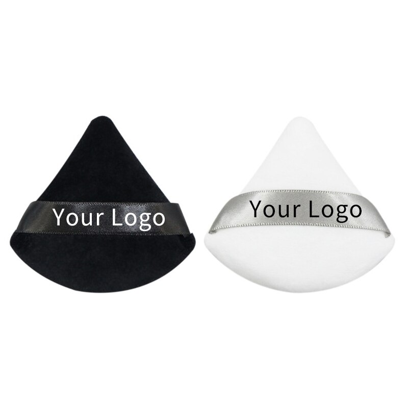 Customize Logo Reusable Microfib Cotton Makeup Remover Pads Triangular Loose Powder  Puff Fan-shaped Makeup Beauty Tool on Tag
