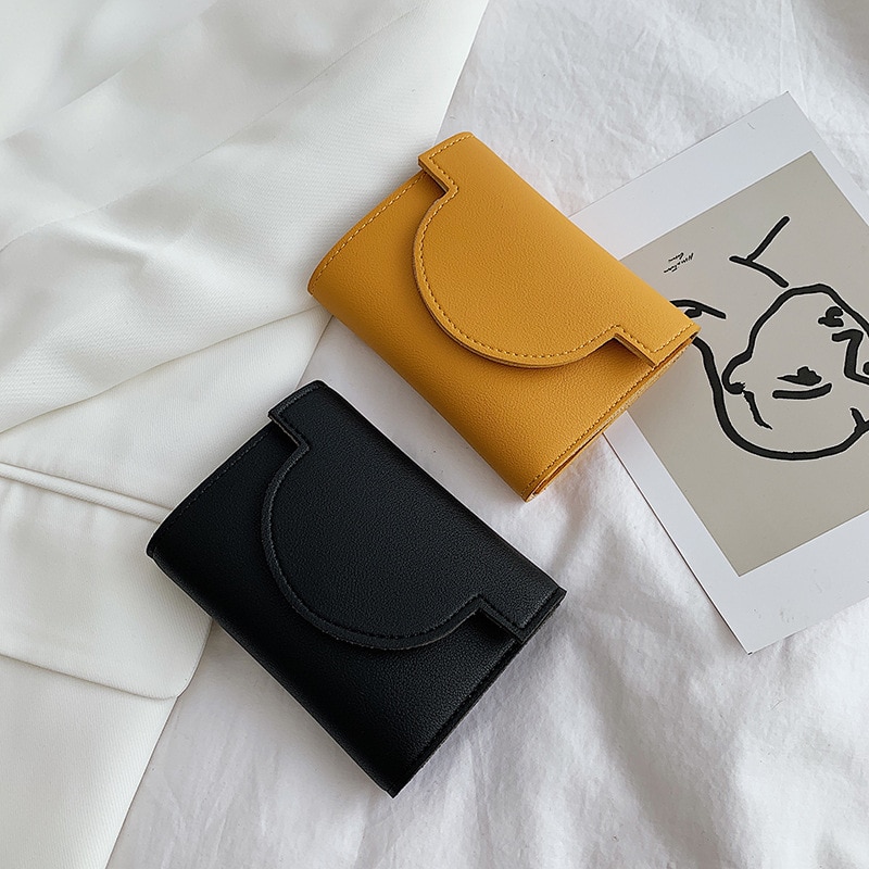 Simple Short Wallet Female New Ultra-thin Folding Buckle Fashion Coin Purse Card Holder