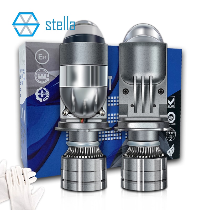 Stella 2 Color Change H4 Mini Lens LED Car/Motorcycle Headlight Projector Bulb Low Beam White/Yellow High Beam White 12V/24V 80W