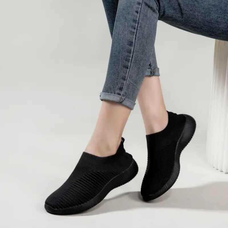 Women Casual Walking Shoes Lightweight Breathable Flying Woven Socks Running Shoes