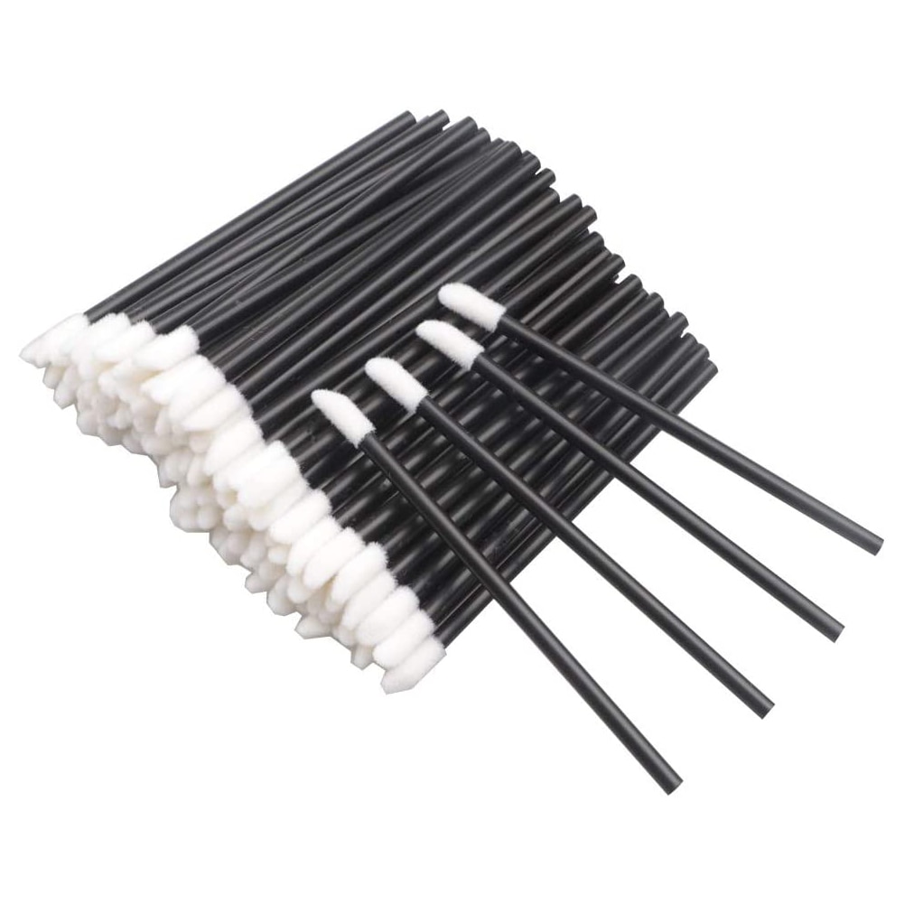 100 Pcs Disposable Lip Brushes, Pink Lint Free Lipstick Wands Lip Gloss Applicator Tool for Makeup
