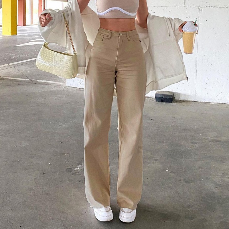 Brown Jeans Fashion Y2K Women High Waist Stretch Wide Leg Femme Trousers Casual Comfort Denim Pants Washed Jean Pants Jeans