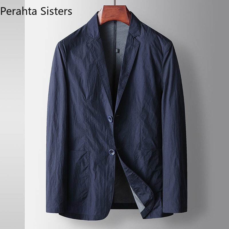 Brand High-quality Mens Blazer 2023 New Spring Summer Solid Color Light Luxury Single-breasted Thin Style Slim Fit Suit Jacket
