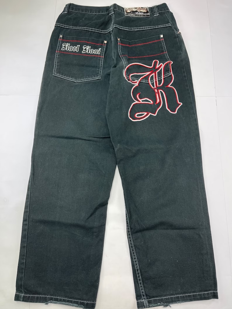 Y2K personalized letter street hip-hop jeans women loose wide-leg straight-leg pants men trend fashion Harajuku denim trousers