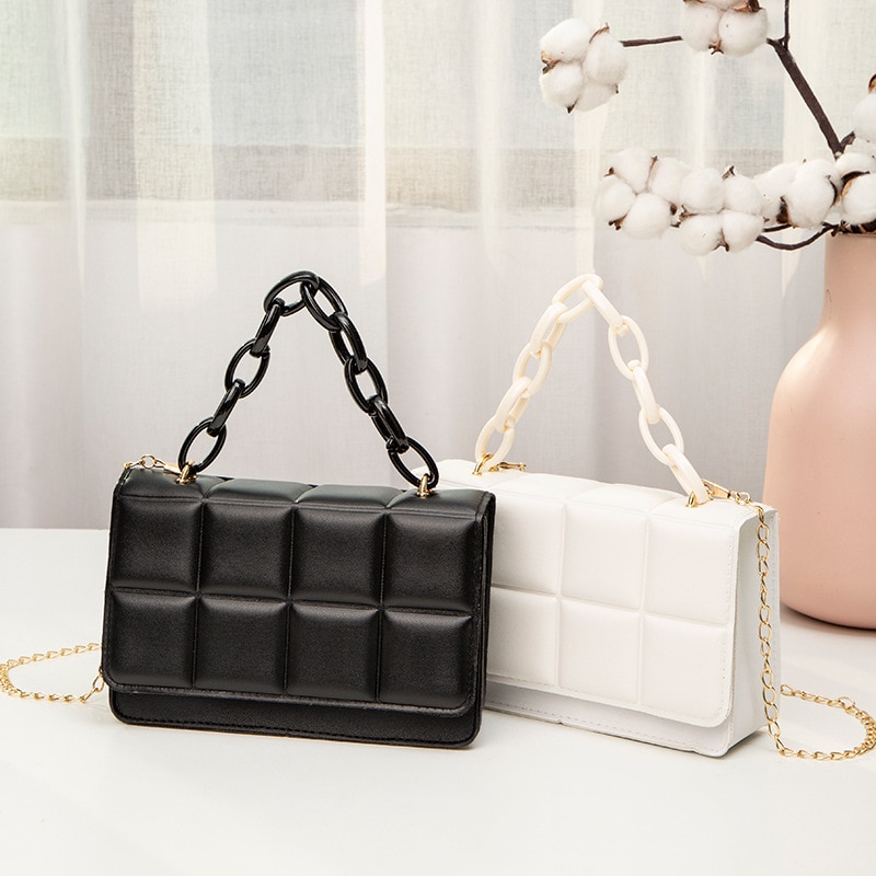 Fast Drop Shipping 2022 Fashion PU Leather Shoulder Bags Women Texture Chain Rhomboid Crossbody Bags Trend Handbags Phone Bag