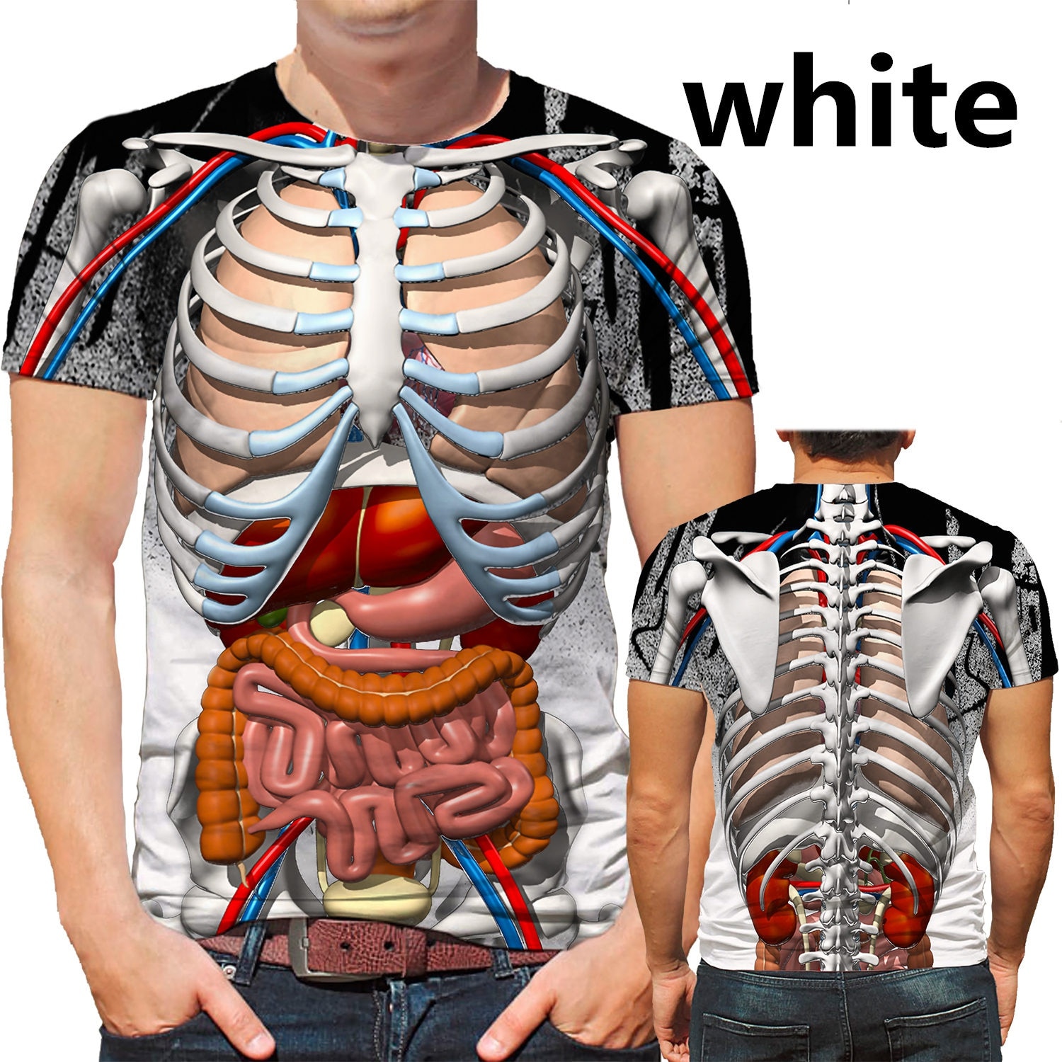 2023 New Skull Tshirt Men Gothic Skeleton 3D Printed Funny Men T Shirt Internal Organs T-Shirt Fashion Short Sleeve Clothing