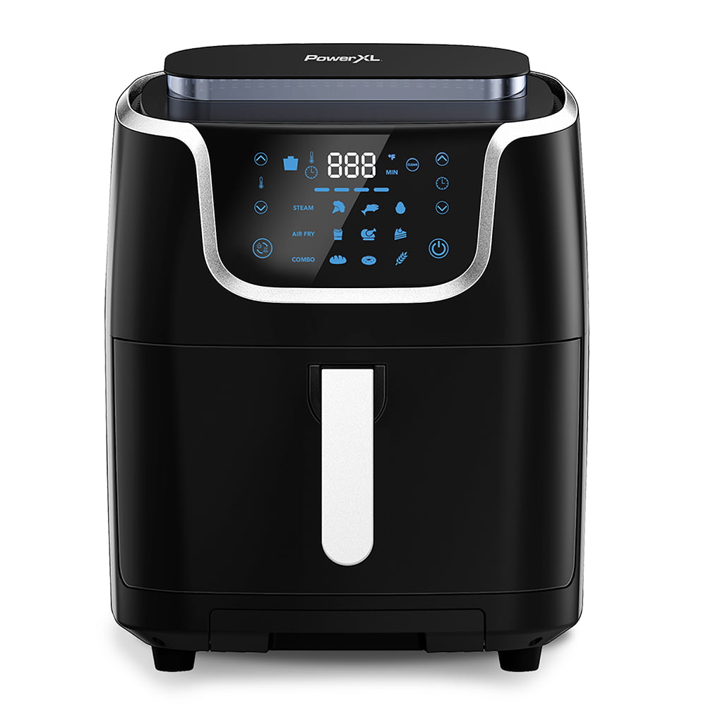 Steamer Air Fryer 7 Quart Capacity, Vegetable Steamer and Air Fryer, Black, 1700W
