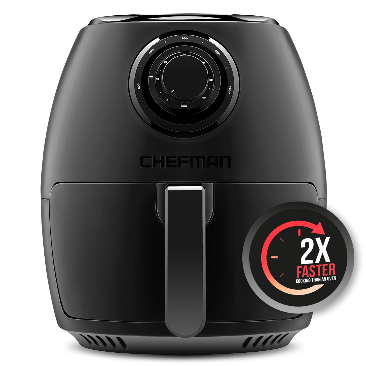 TurboFry Analog Air Fryer with Dual Control, 3.6 Quart, Matte Black