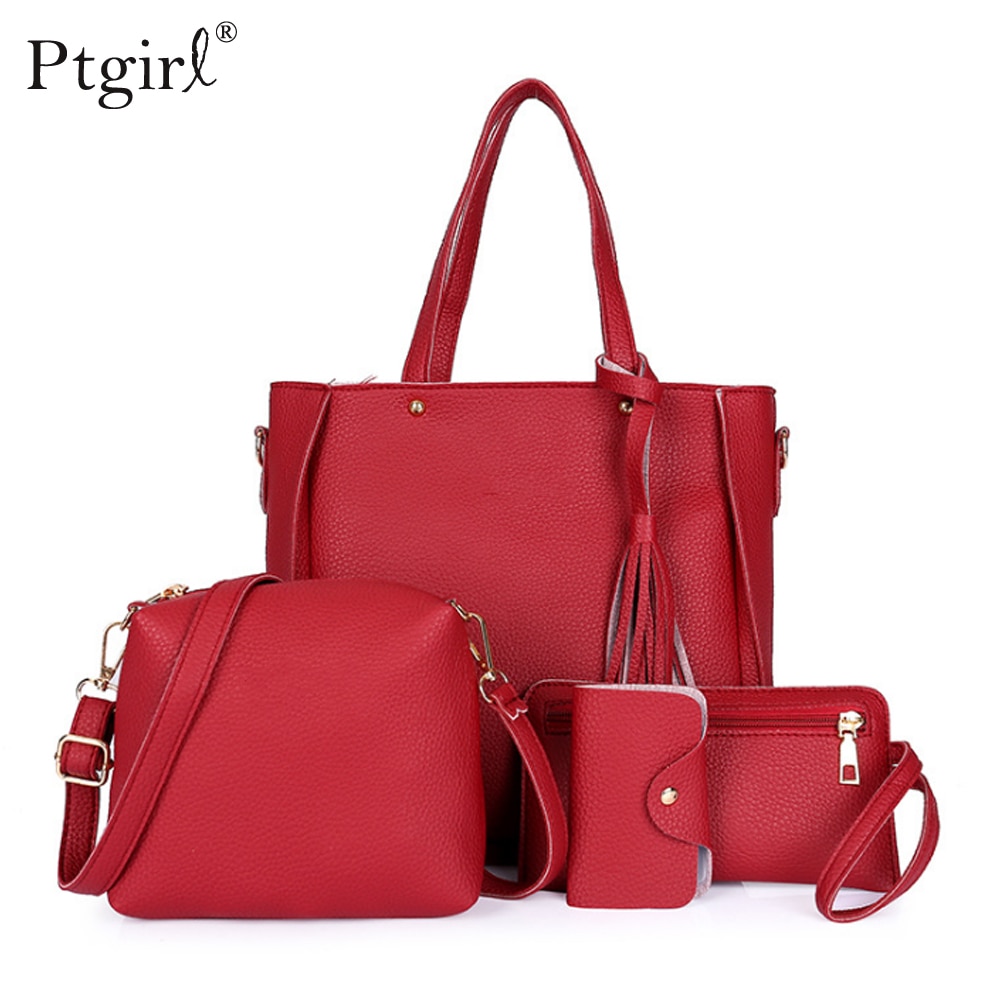 Woman Bag 2023 New Fashion Four-Piece Shoulder Bag Messenger Bag Wallet Handbag Ptgirl Bolsa Feminina Luxury Girls Messenger Bag