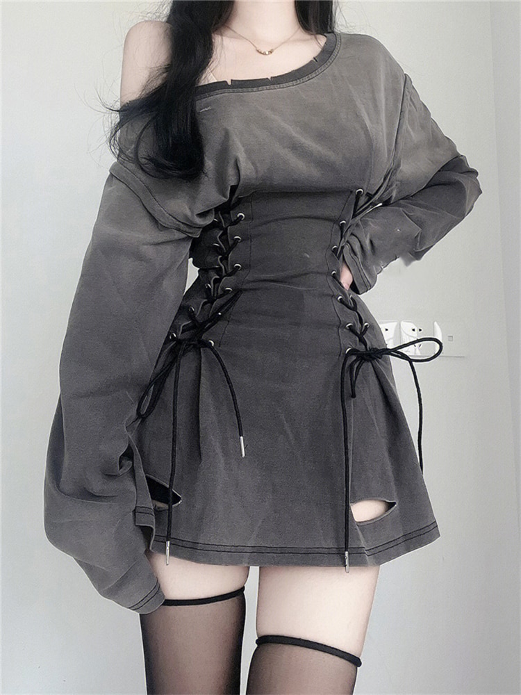 Goth Corset Dress Women Goth Streetwear Ladies Mini Dress Summer Harajuku Bodycon Dress Slim Vestido Fairycore Grunge